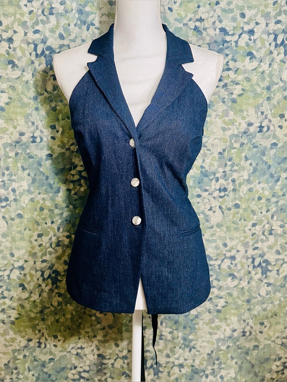 White House Black Market Denim Halter Vest Women’s 2